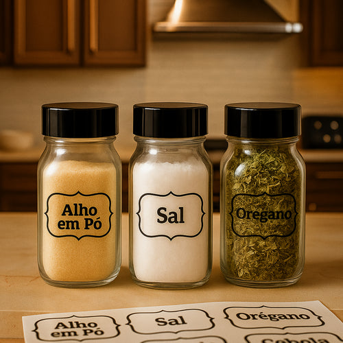 Conjunto Elegance Temperos: 10 Potes com Tampa Dosadora e Vedação Premium