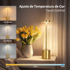 Florença Touch Luminária de Mesa Recarregável com Iluminação Ajustável Sem Fio