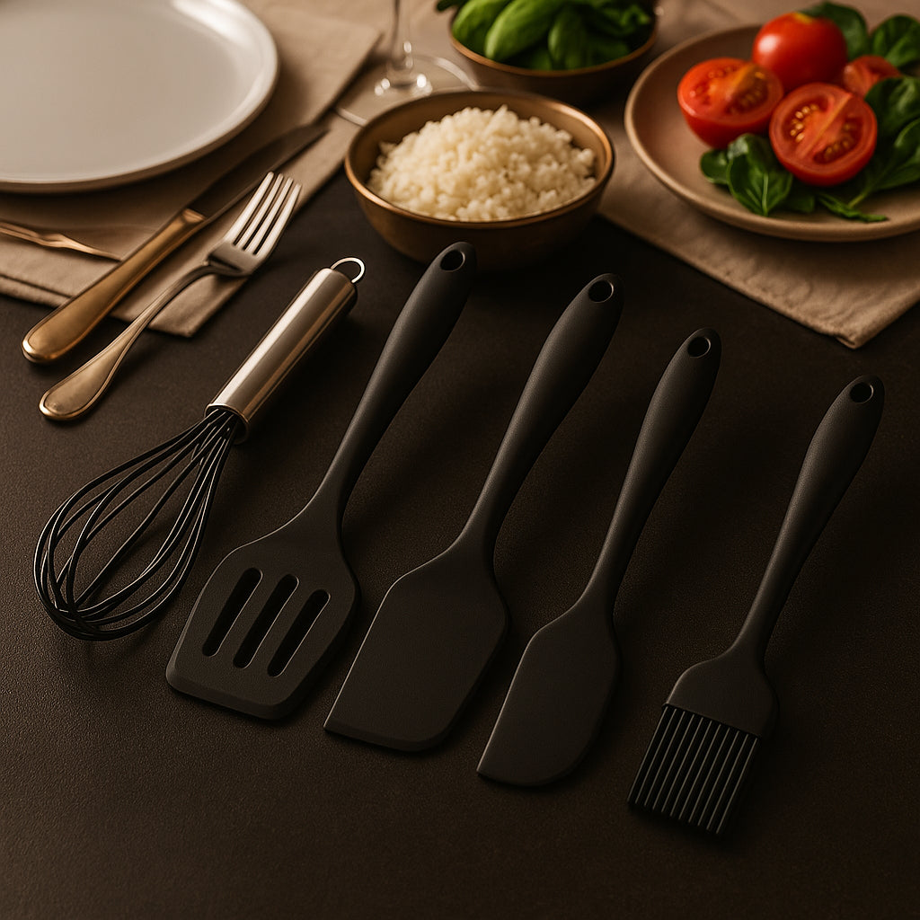Kit Siena Silicone: 5 Utensílios Antiaderentes