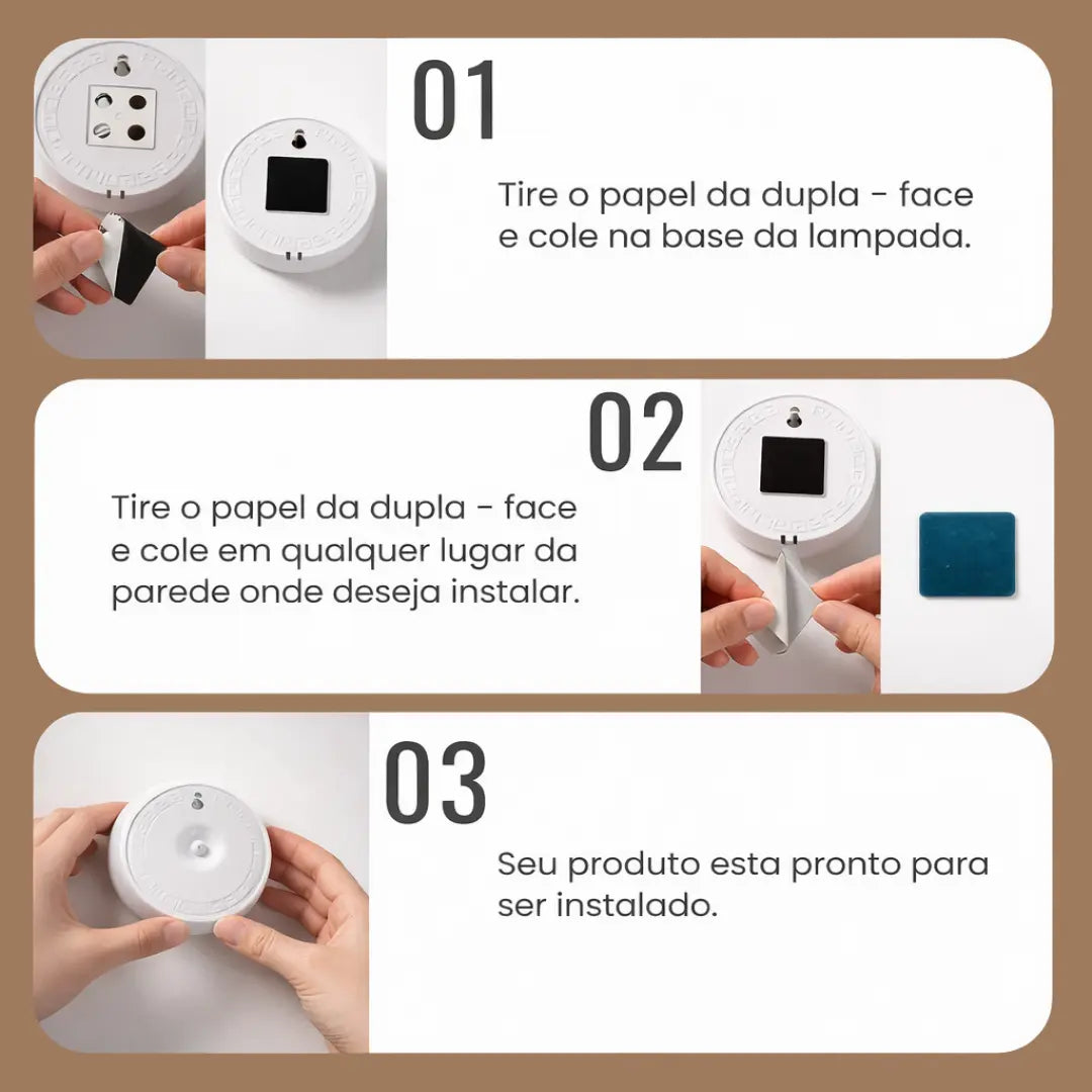 LumiSense: Luminária LED Recarregável com Sensor de Movimento, Luz Quente ou Fria , Instalação Sem Perfurações e Sem Fios