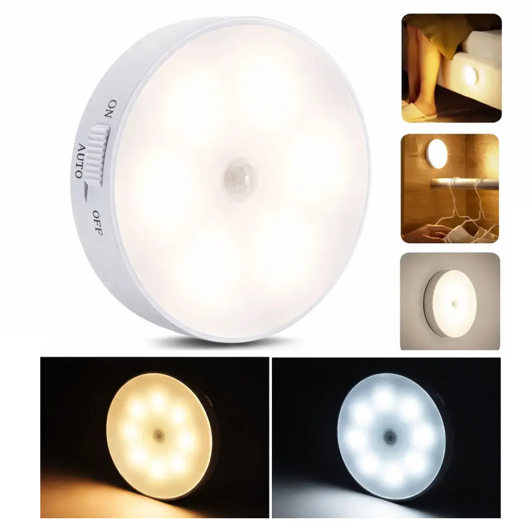 LumiSense: Luminária LED Recarregável com Sensor de Movimento, Luz Quente ou Fria , Instalação Sem Perfurações e Sem Fios