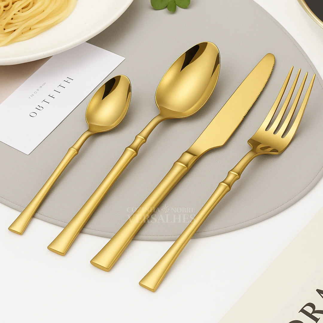 Talheres Veneza: Jogo de Talheres de Luxo de 24 Peças